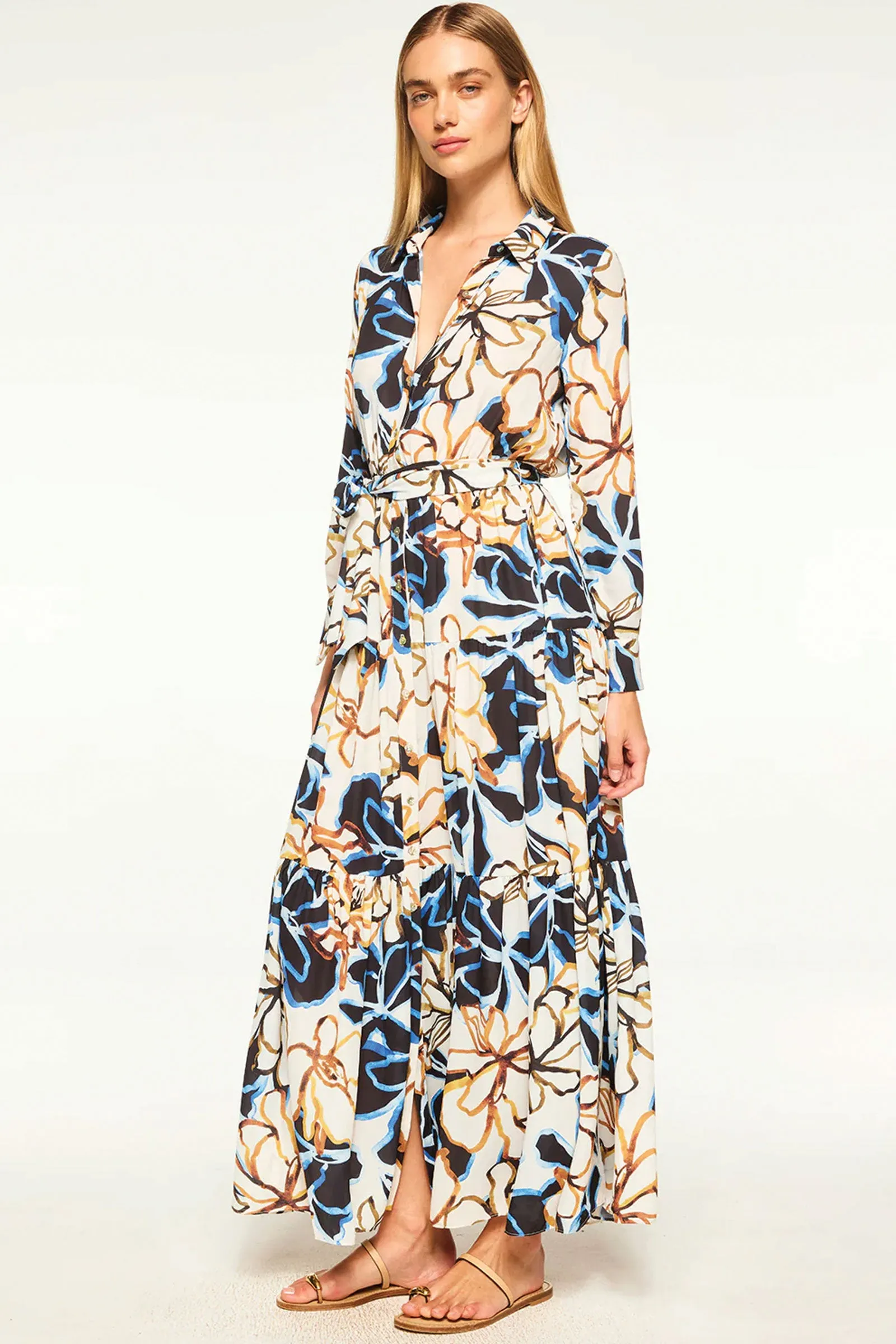 Misa Alberta Dress in Bold Blooms Crepe