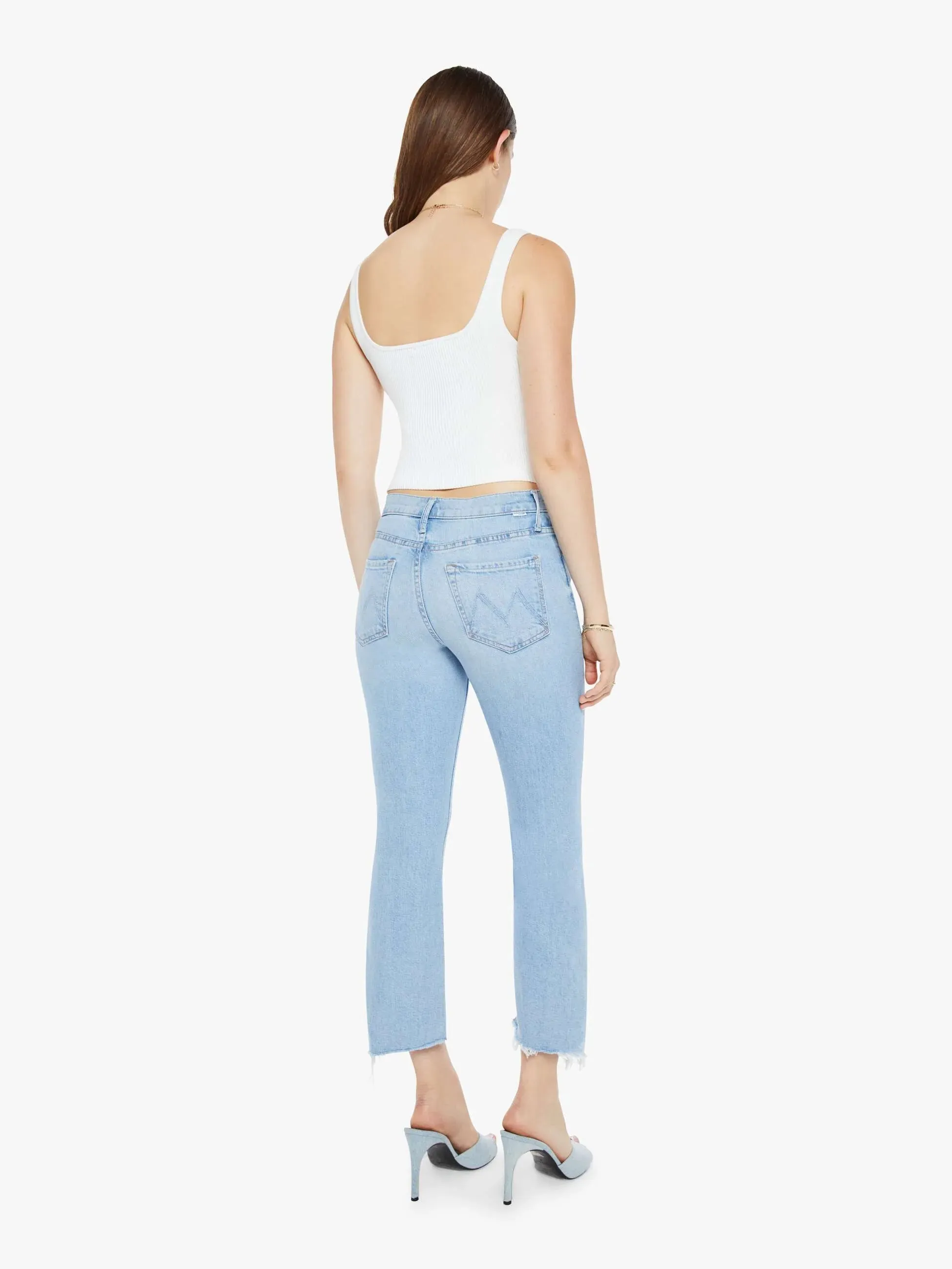 MOTHER DENIM INSIDER CROP POINTY FRAY