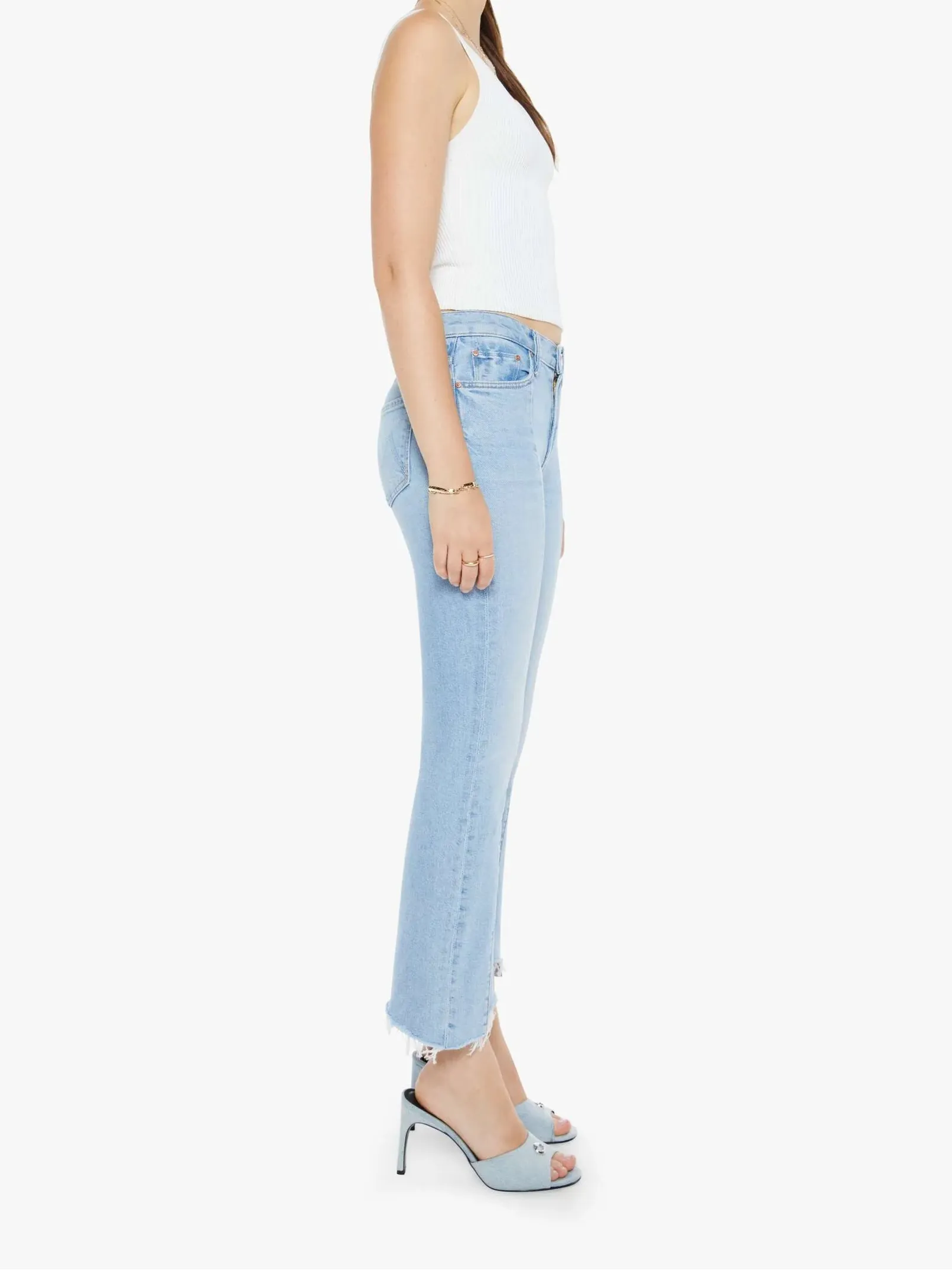 MOTHER DENIM INSIDER CROP POINTY FRAY