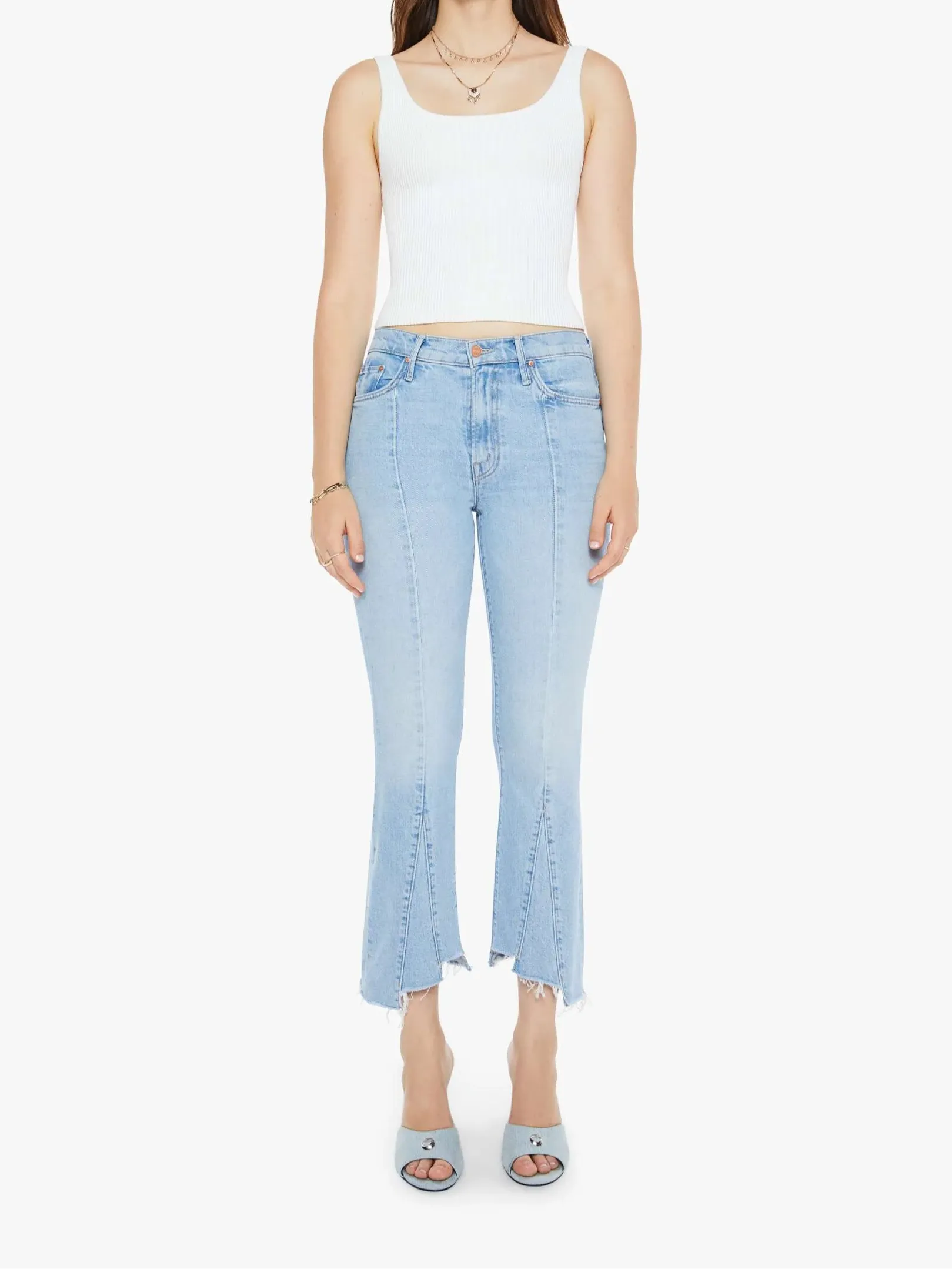MOTHER DENIM INSIDER CROP POINTY FRAY