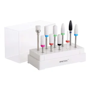 MPNETDEAL Ceramic Nail Drill Bits Set 10Pcs, Durable Less Dust, 3/32 inch for Acrylic Gel Nails Cuticle Manicure, Professional Acrylic Nail File Drill Bit