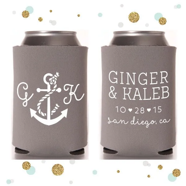 Nautical Wedding - Wedding Can Cooler #15R