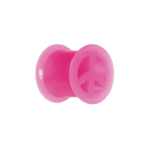 Neon Pink Silicone Peace Sign Tunnel 0 Gauge to 14mm