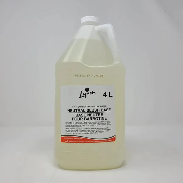 Neutral Slush Syrup Base Mix – RTU 5 1 – 2x4L - Lynch - Mclean - Berthelet - Solina Foods Canada