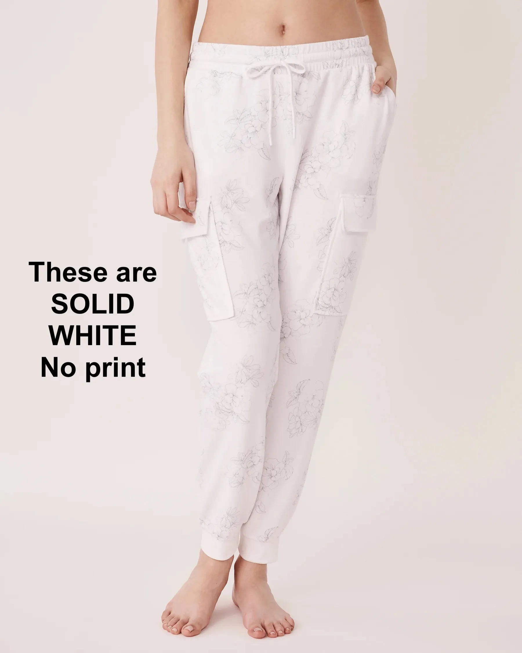 New La Vie En Rose BODY MIND SOUL Jogger Style Pants in SOLID White, Sz XL