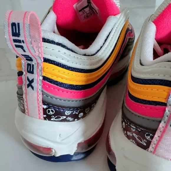Nike Air Max 97 Gs Size 4Y Back To School Pink Laser Purple Regency Orange White