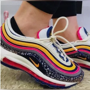 Nike Air Max 97 Gs Size 4Y Back To School Pink Laser Purple Regency Orange White