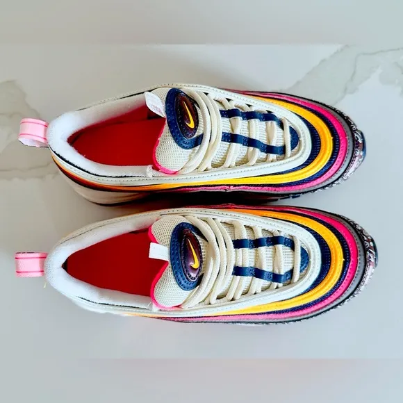 Nike Air Max 97 Gs Size 4Y Back To School Pink Laser Purple Regency Orange White