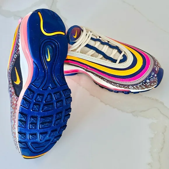Nike Air Max 97 Gs Size 4Y Back To School Pink Laser Purple Regency Orange White