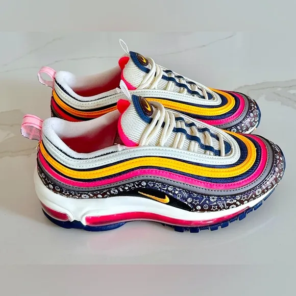 Nike Air Max 97 Gs Size 4Y Back To School Pink Laser Purple Regency Orange White