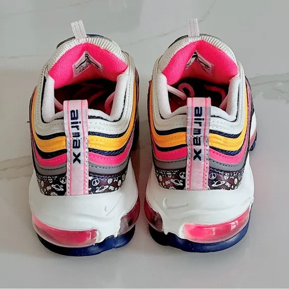 Nike Air Max 97 Gs Size 4Y Back To School Pink Laser Purple Regency Orange White