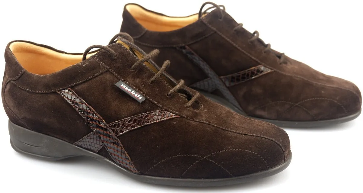 'PASTORA'' women's ergonomic wide fit (H) lace-up shoes - Brown