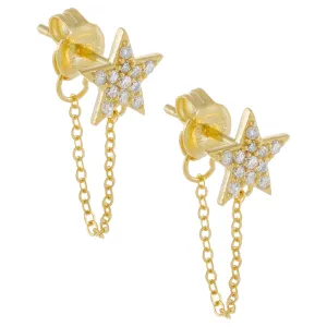 Pavé Star Chain Stud Earring