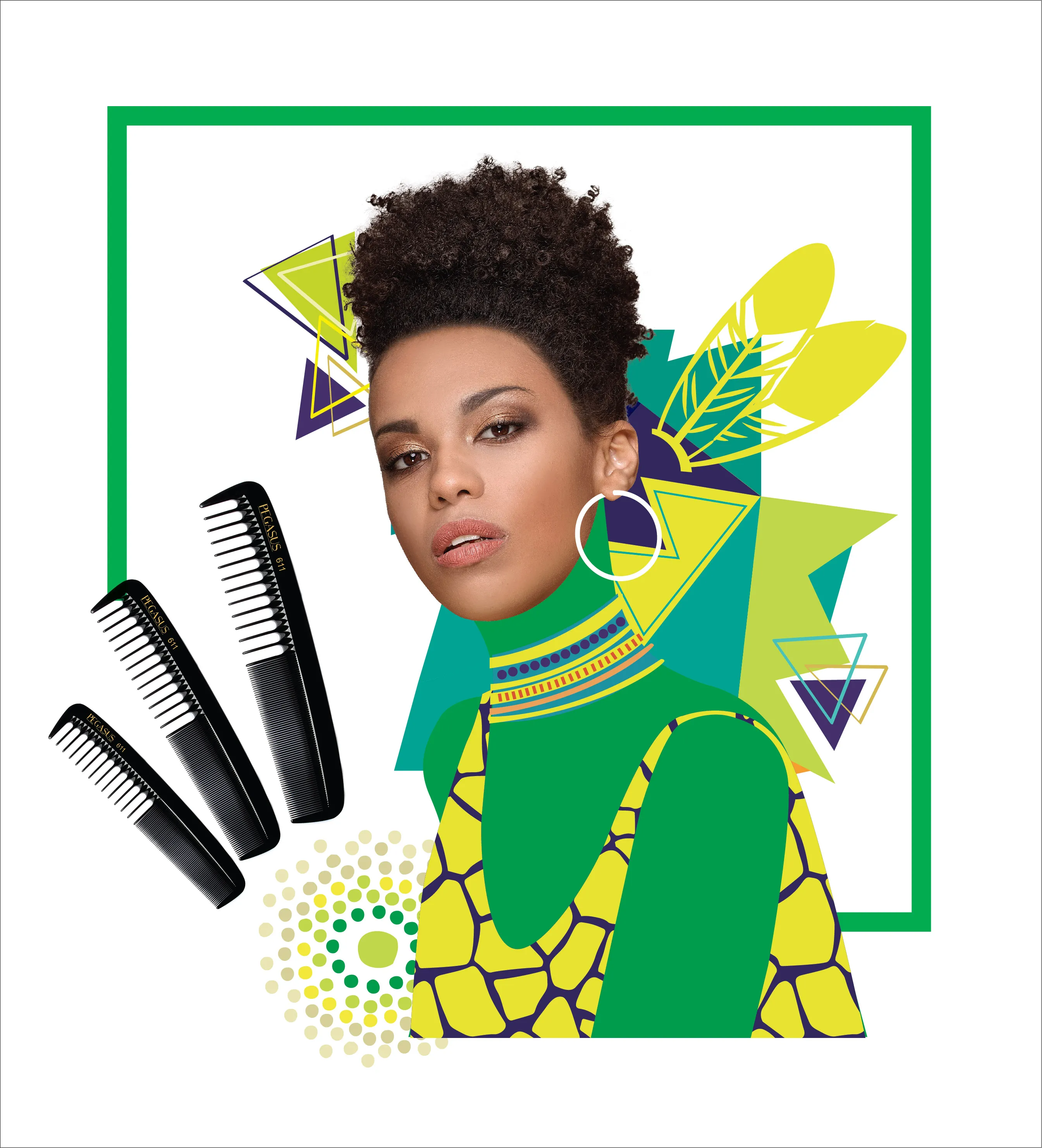 Pegasus 201, 7in Hard Rubber Hair Detangling/Trimmer Comb, Handmade, Seamless, Smooth Edges, Anti Static, Heat and Chemically Resistant, Wet Hair, Everyday Grooming Comb | Peines de goma dura - Black