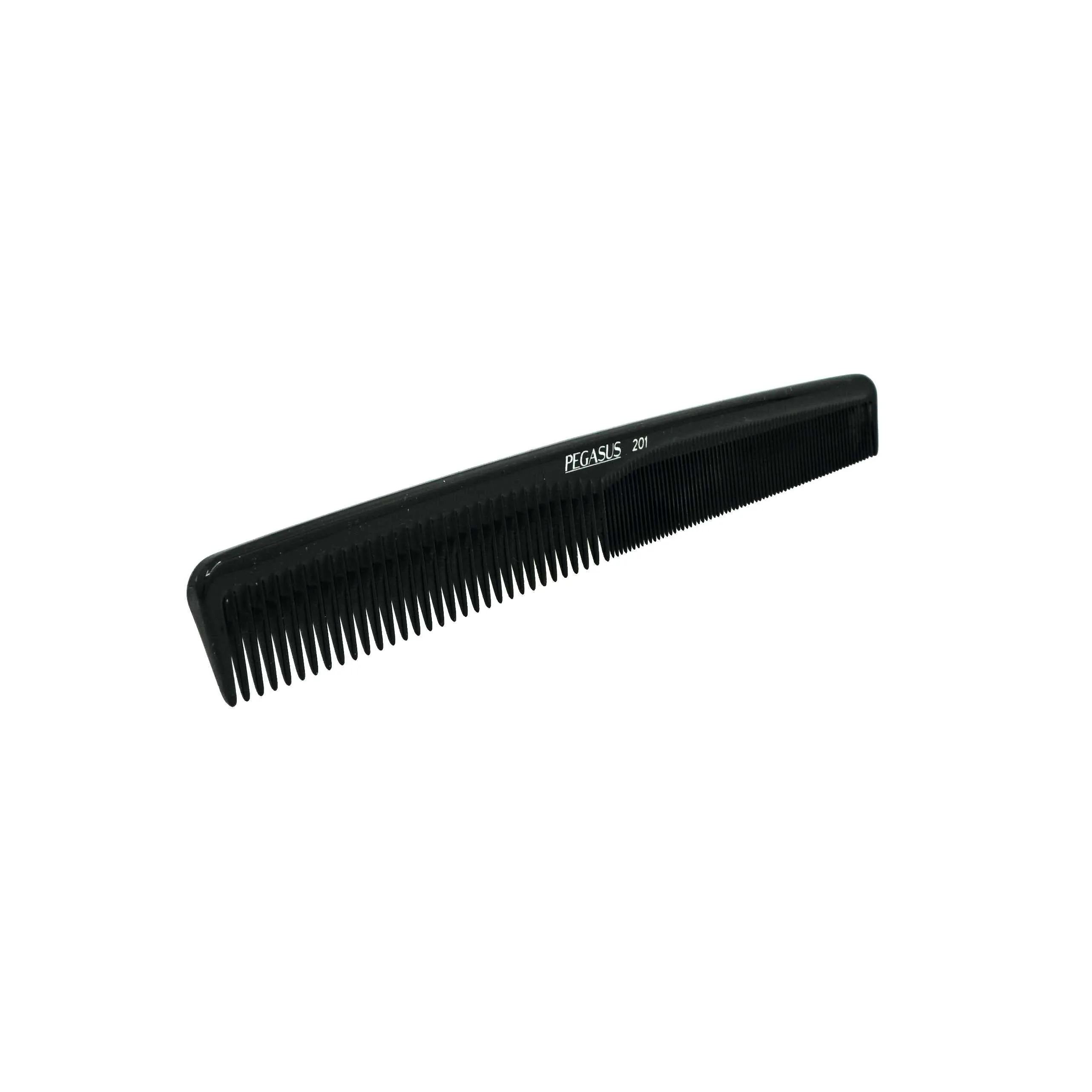 Pegasus 201, 7in Hard Rubber Hair Detangling/Trimmer Comb, Handmade, Seamless, Smooth Edges, Anti Static, Heat and Chemically Resistant, Wet Hair, Everyday Grooming Comb | Peines de goma dura - Black