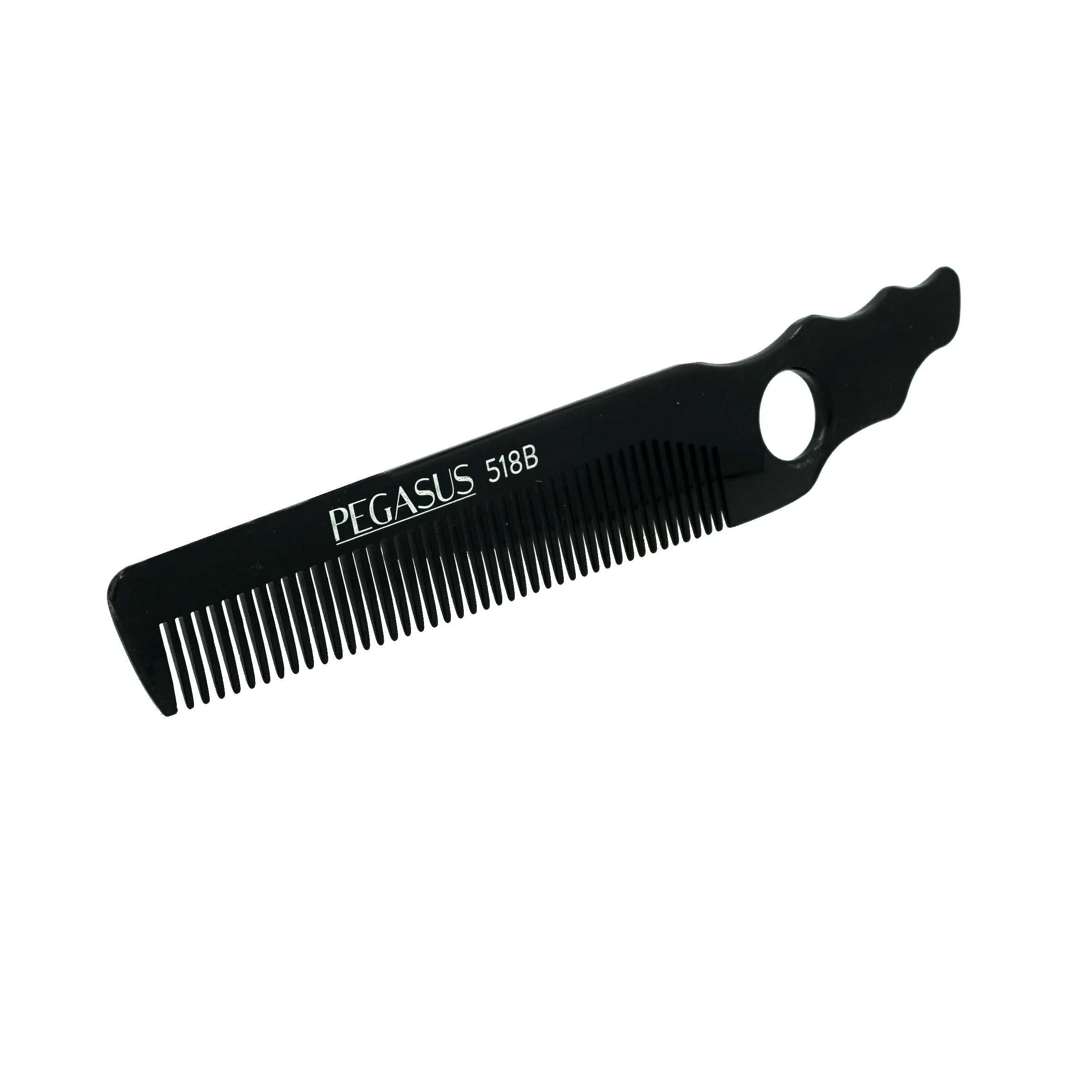 Pegasus 518B, 8in Hard Rubber Course Tooth Barber Clipper Comb, Handmade, Seamless, Smooth Edges, Anti Static, Heat and Chemically Resistant Comb | Peines de goma dura - Black