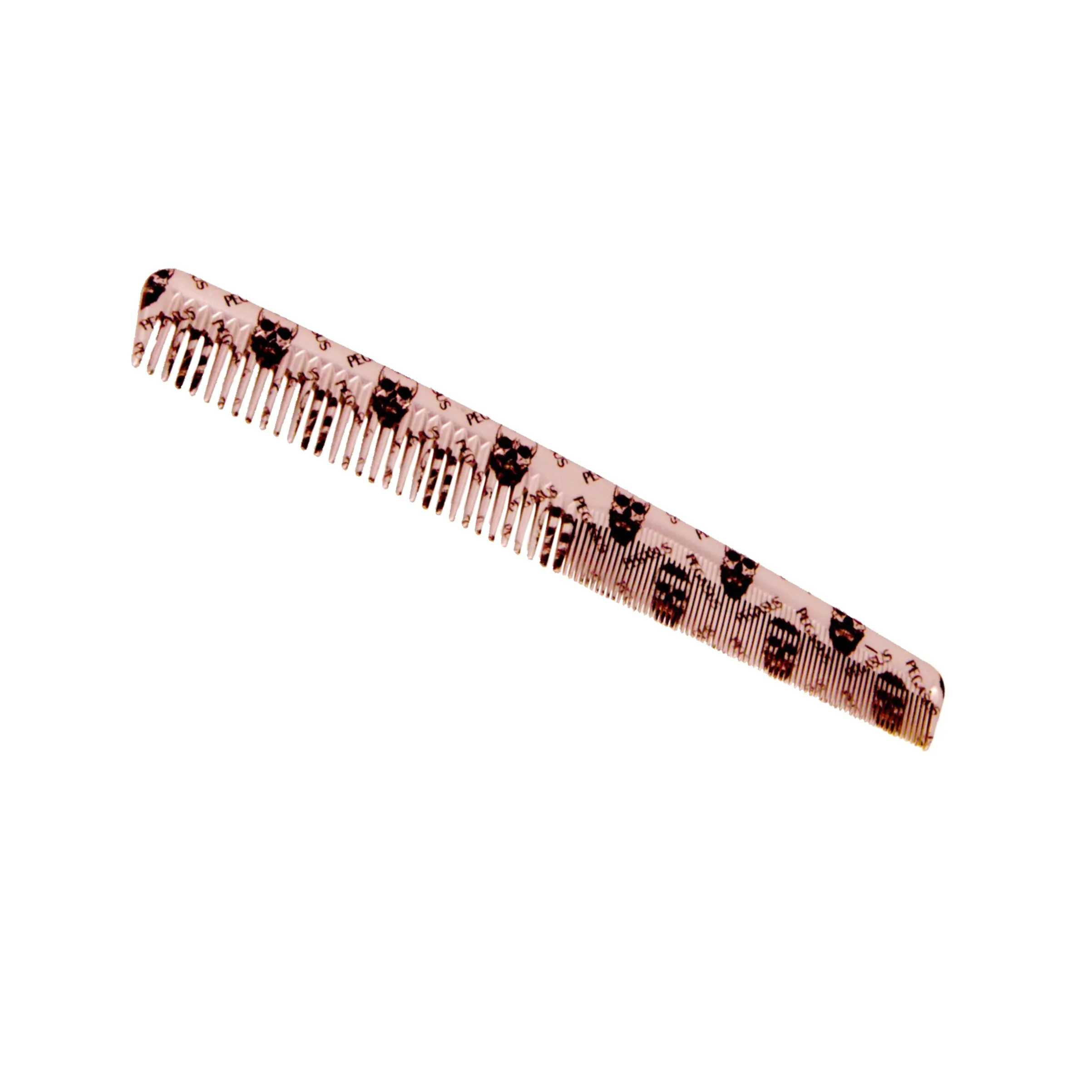 Pegasus Skulleto 201, 7in Hard Rubber Hair Detangling/Trimmer Comb, Handmade, Seamless, Smooth Edges, Anti Static, Heat and Chemically Resistant, Wet Hair, Everyday Grooming Comb | Peines de goma dura - Silver