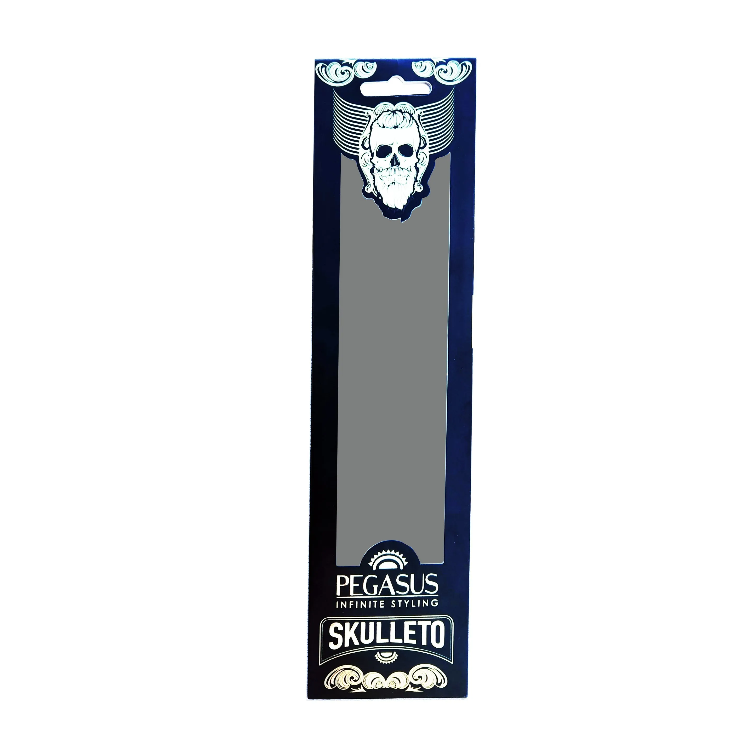 Pegasus Skulleto 201, 7in Hard Rubber Hair Detangling/Trimmer Comb, Handmade, Seamless, Smooth Edges, Anti Static, Heat and Chemically Resistant, Wet Hair, Everyday Grooming Comb | Peines de goma dura - Silver