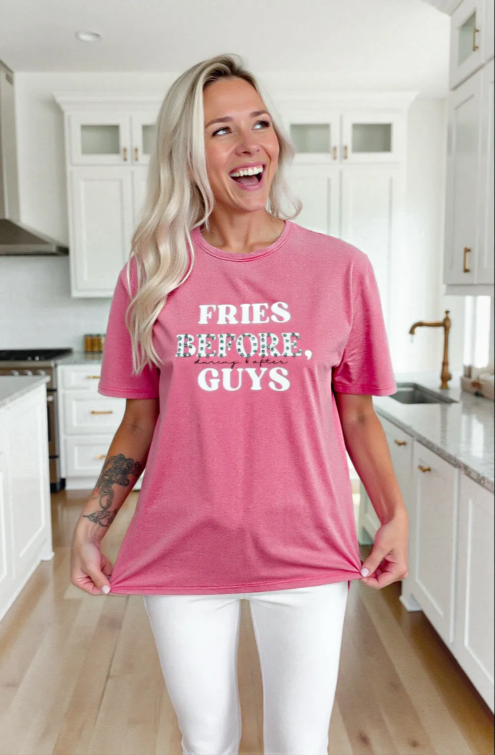 PRE-ORDER “Fries Before, During, & After Guys” Graphic & Studded Washed Tee