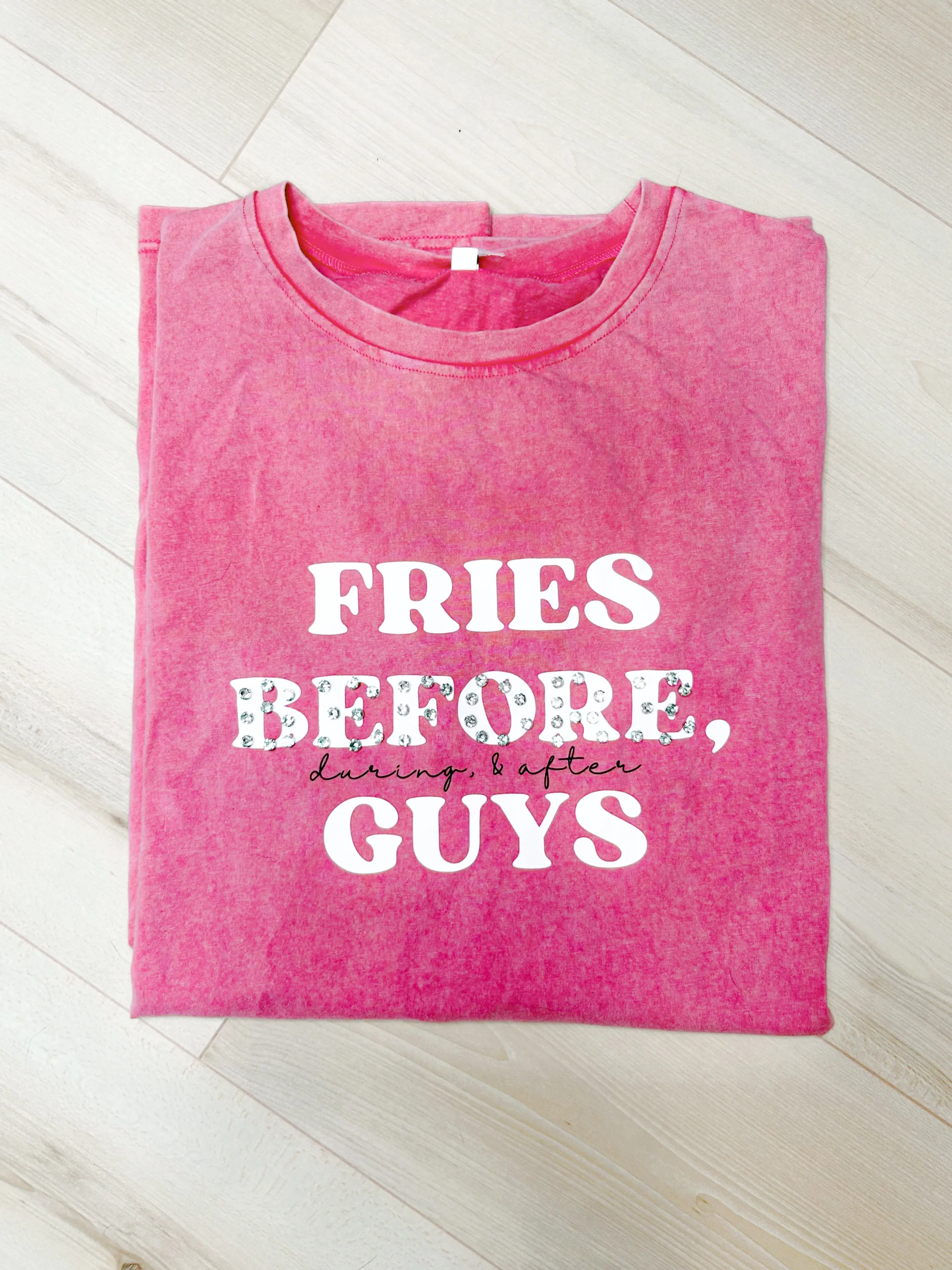 PRE-ORDER “Fries Before, During, & After Guys” Graphic & Studded Washed Tee