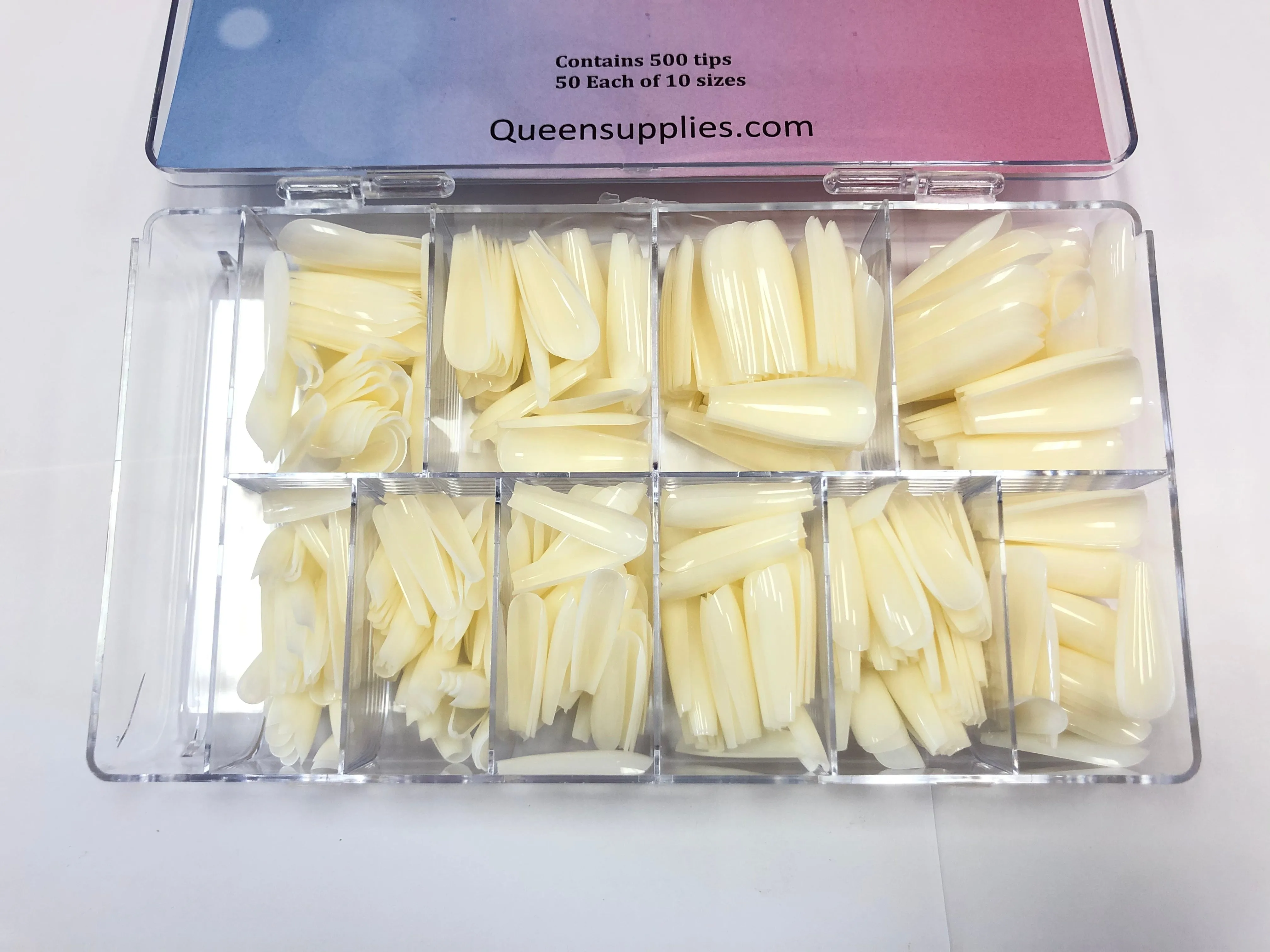 Queen - Full Cover Natural Coffin / Ballerina Nail Tips 550pc