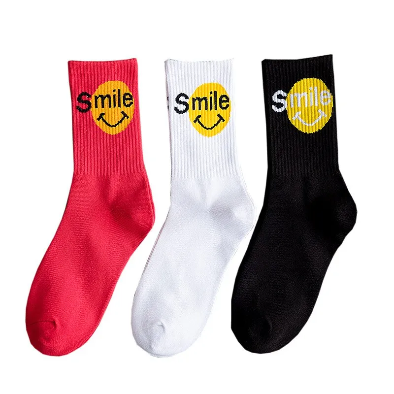 "SMILE" Chaussettes Montantes Streetwear Rouge - URB1™