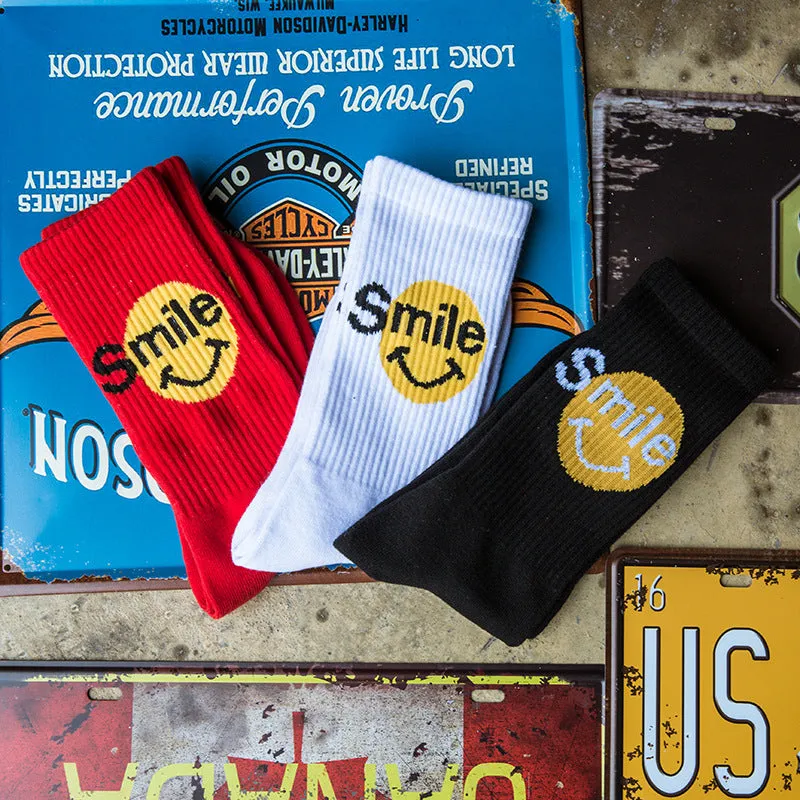 "SMILE" Chaussettes Montantes Streetwear Rouge - URB1™