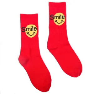 "SMILE" Chaussettes Montantes Streetwear Rouge - URB1™