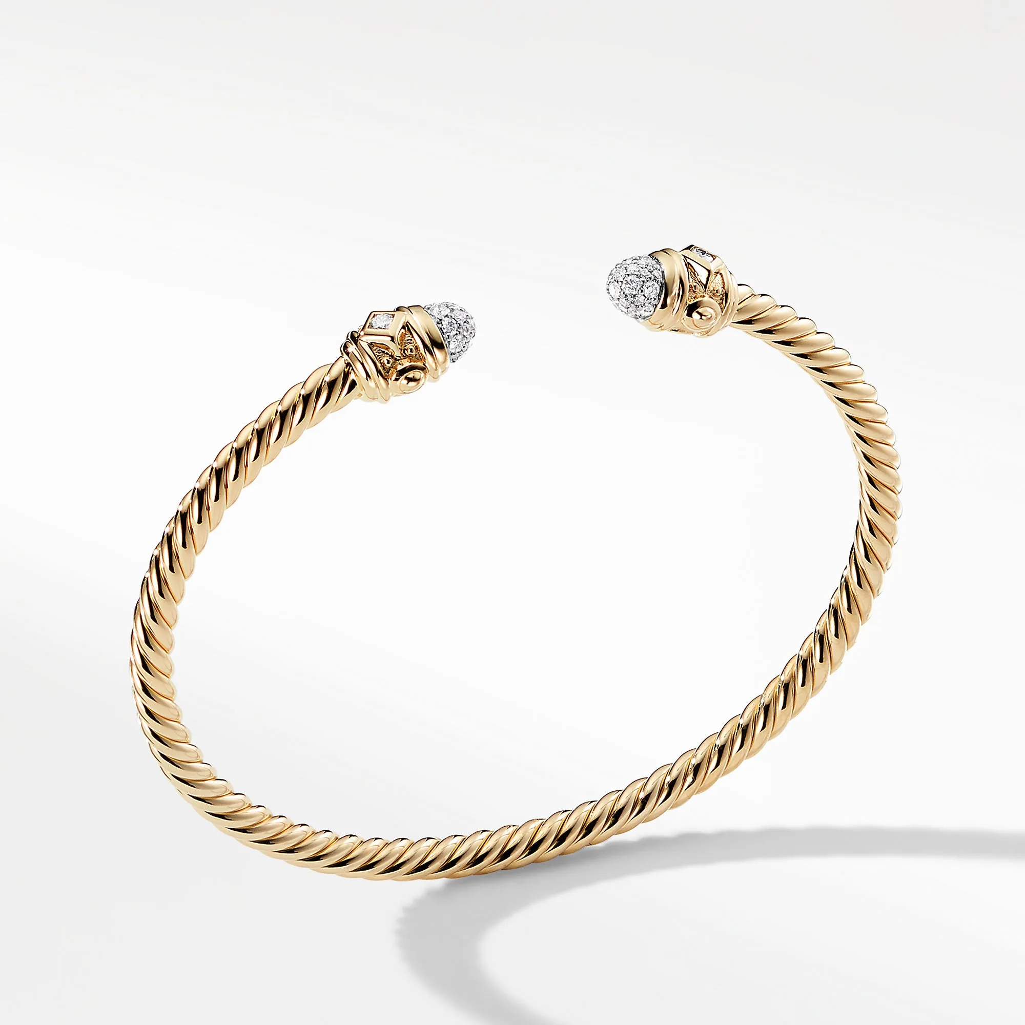 Renaissance Bracelet with Diamonds in 18K Gold, 3mm, Size Medium