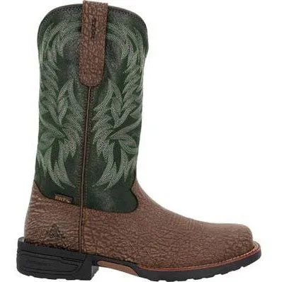 Rocky Men's Bronco 12" Comp Toe WP Western Classic Boot- Brown- RKW0454