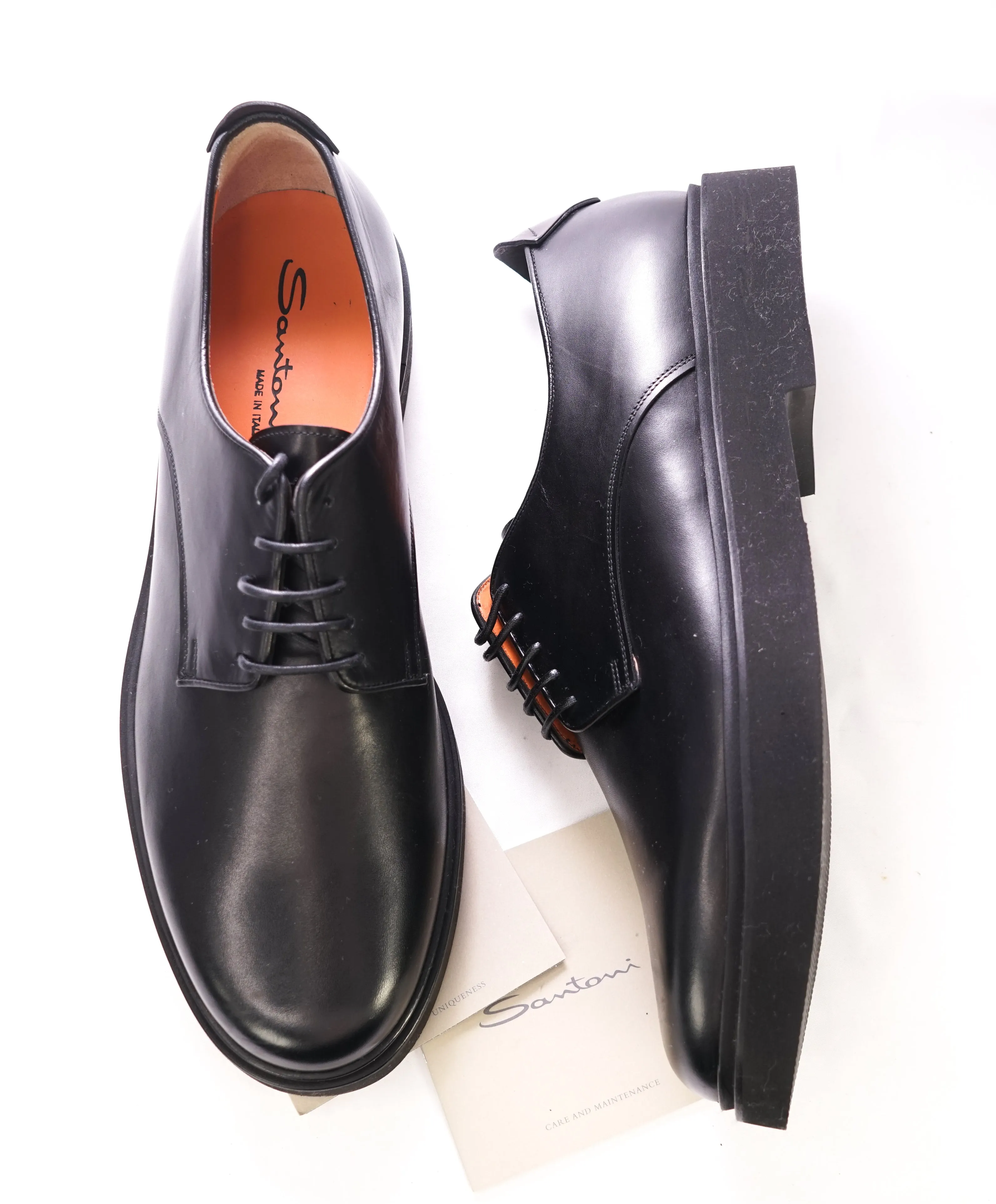 SANTONI - Black Lug Sole Oxfords "LIVE TECH" Sole - 12