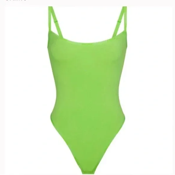 SKIMS Cotton Logo Bodysuit | Neon Green Size 2X