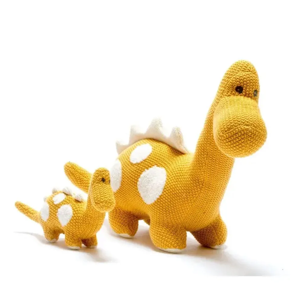 Small Mustard Organic Cotton Diplodocus Dinosaur Plush Toy