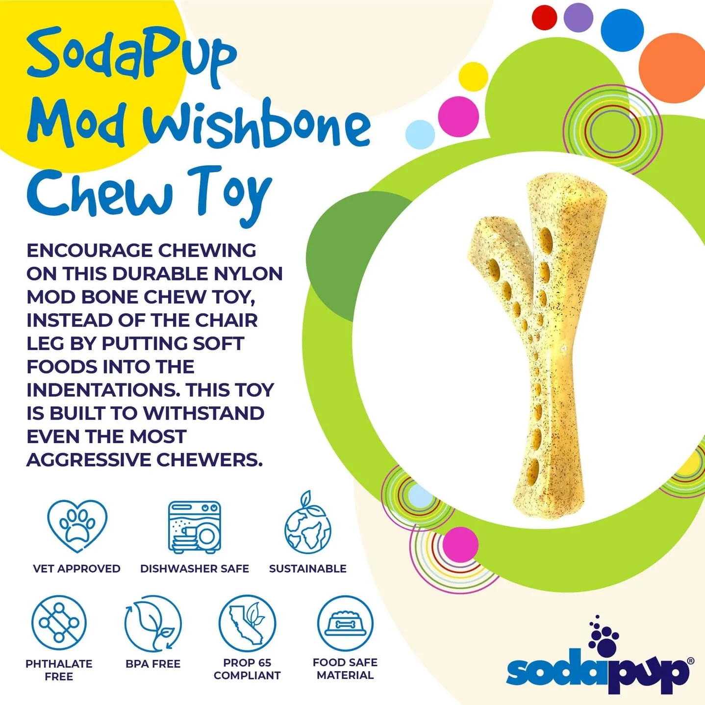 Sodapup MOD Wishbone Ultra Durable Nylon Dog Chew Toy for Aggressive Chewers