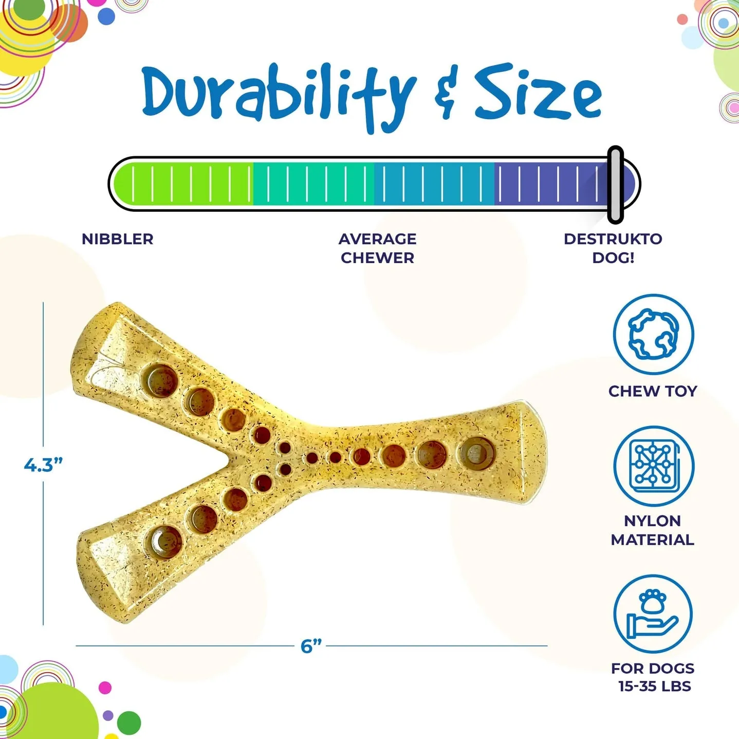 Sodapup MOD Wishbone Ultra Durable Nylon Dog Chew Toy for Aggressive Chewers