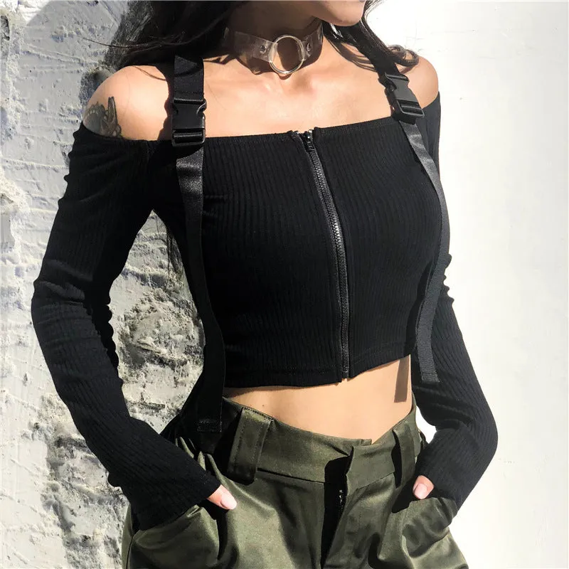 [@sonya_rudskaya] "CHIC BAG BUCKLE SUSPENDERS" CROP TOP W010104REVIEW
