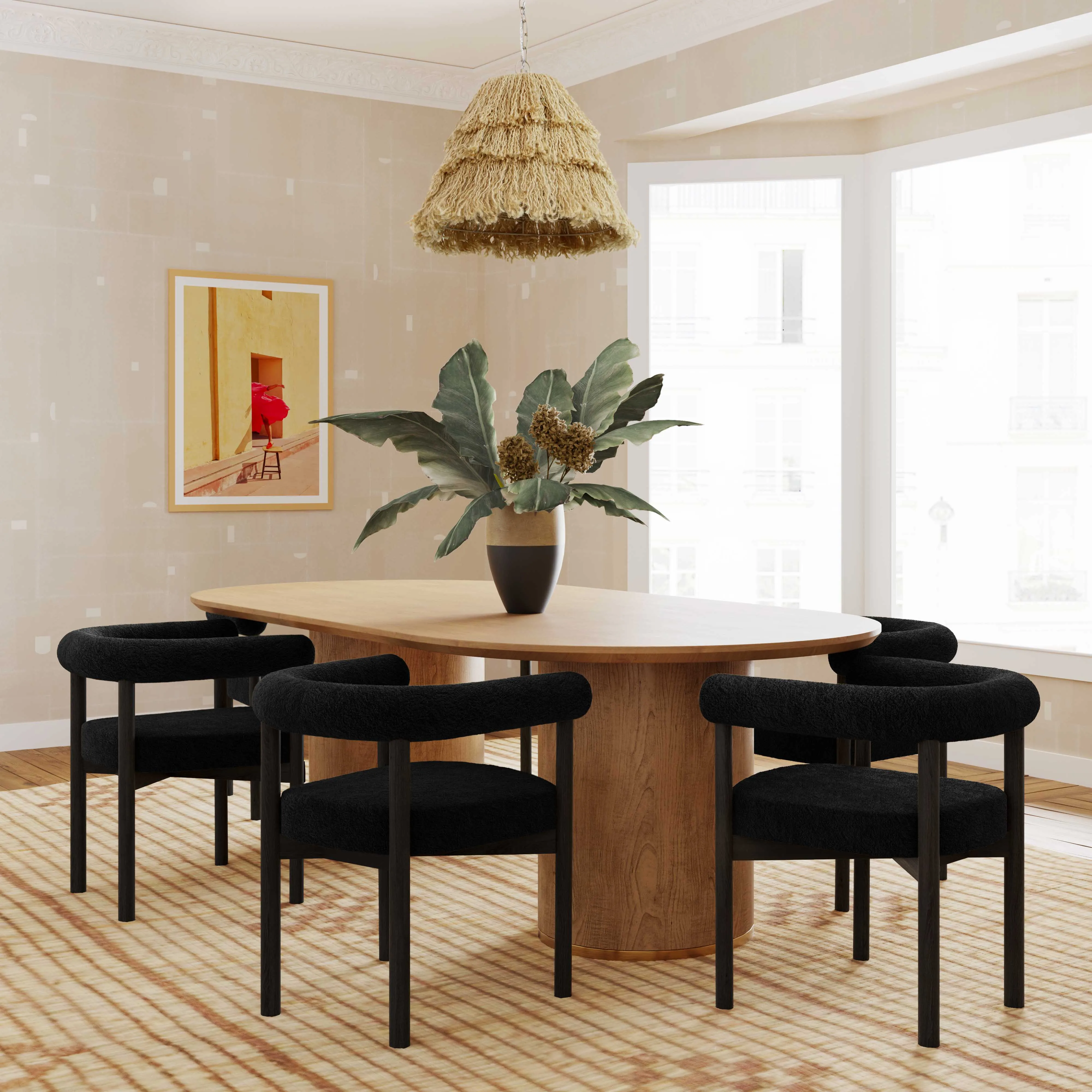 SPARA BLACK BOUCLE DINING CHAIR