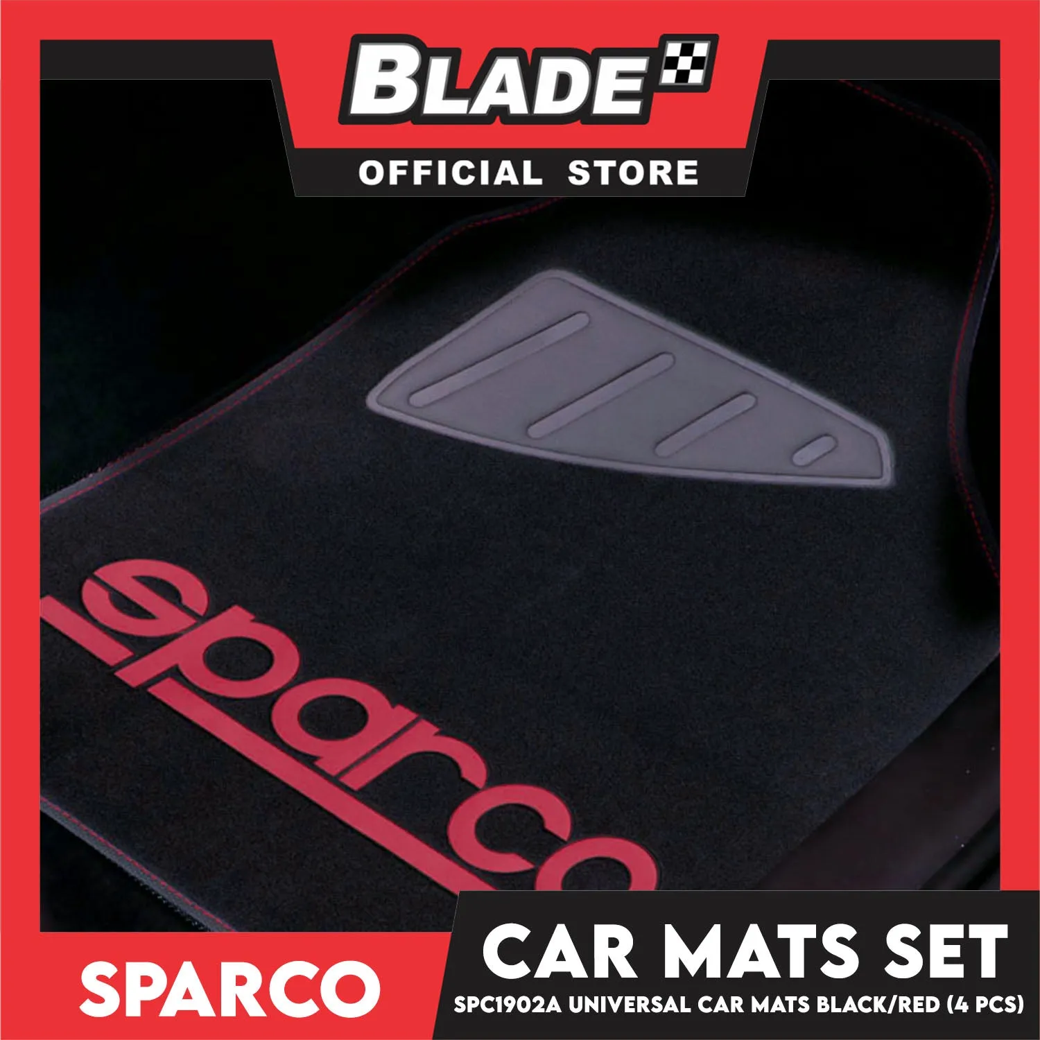 Sparco Car Mats Set Of 4pcs Universal And Quick Installation SPC1903A (Black/Red) Rubber And Durable