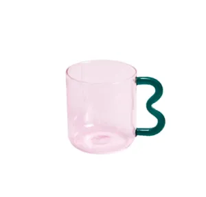 Squiggle Glass Mug Pink/Teal