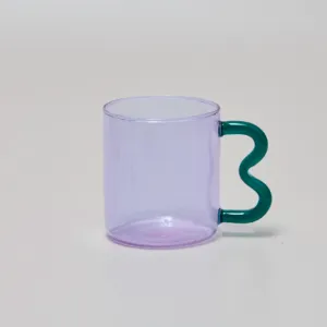 Squiggle Glass Mug Purple/Teal