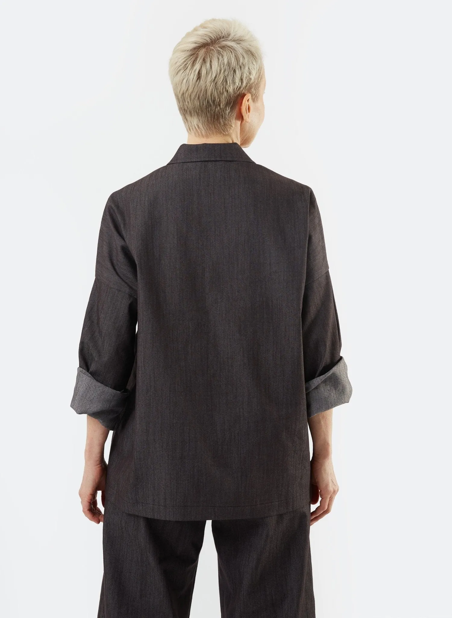 Stitched Pocket Top -  Black Denim