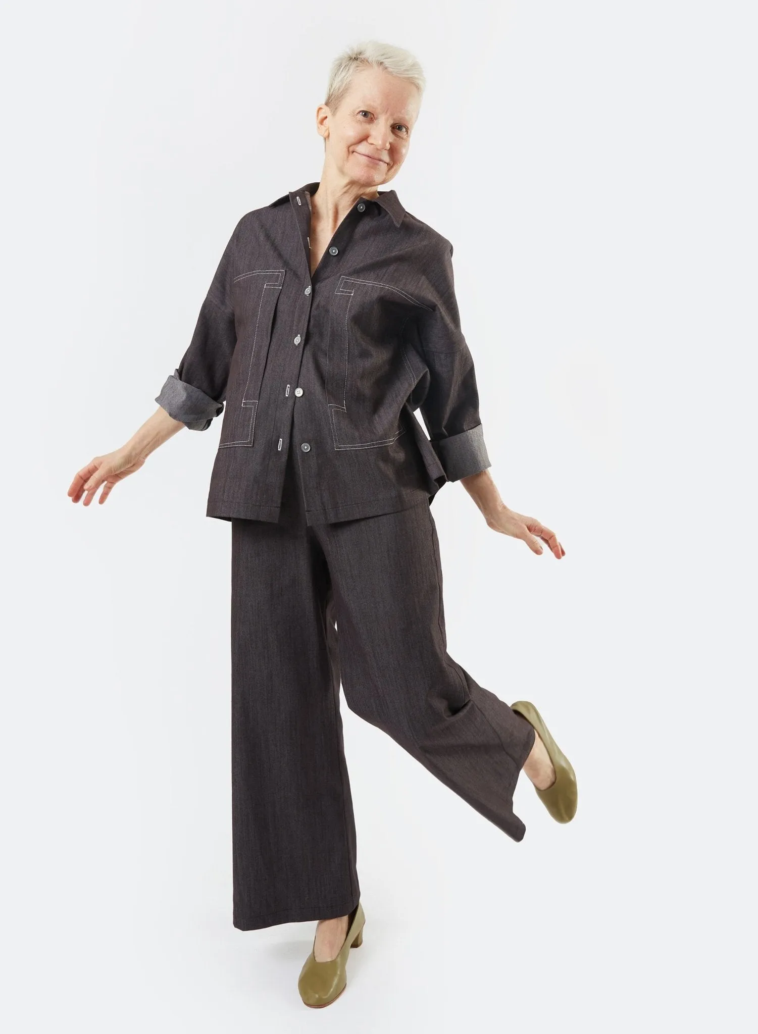 Stitched Pocket Top -  Black Denim