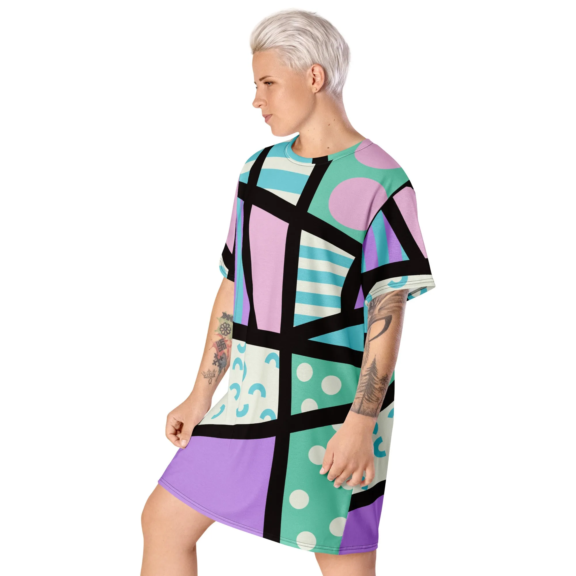 T-shirt dress, Memphis Harajuku Pastel