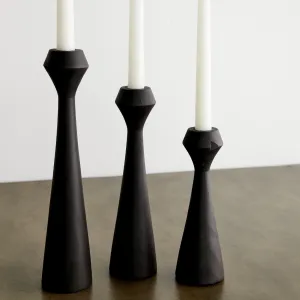 Tapered Diamond Wood Candle Holder in Cognac, Natural and Espresso