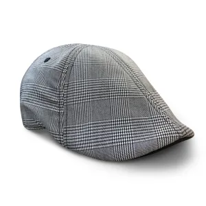 The Plaid Trainer Boston Scally Cap - Light Grey & Black