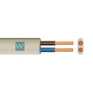 Time 2192Y 2 Core Flat Flexible 0.5mm White Cable - 100M