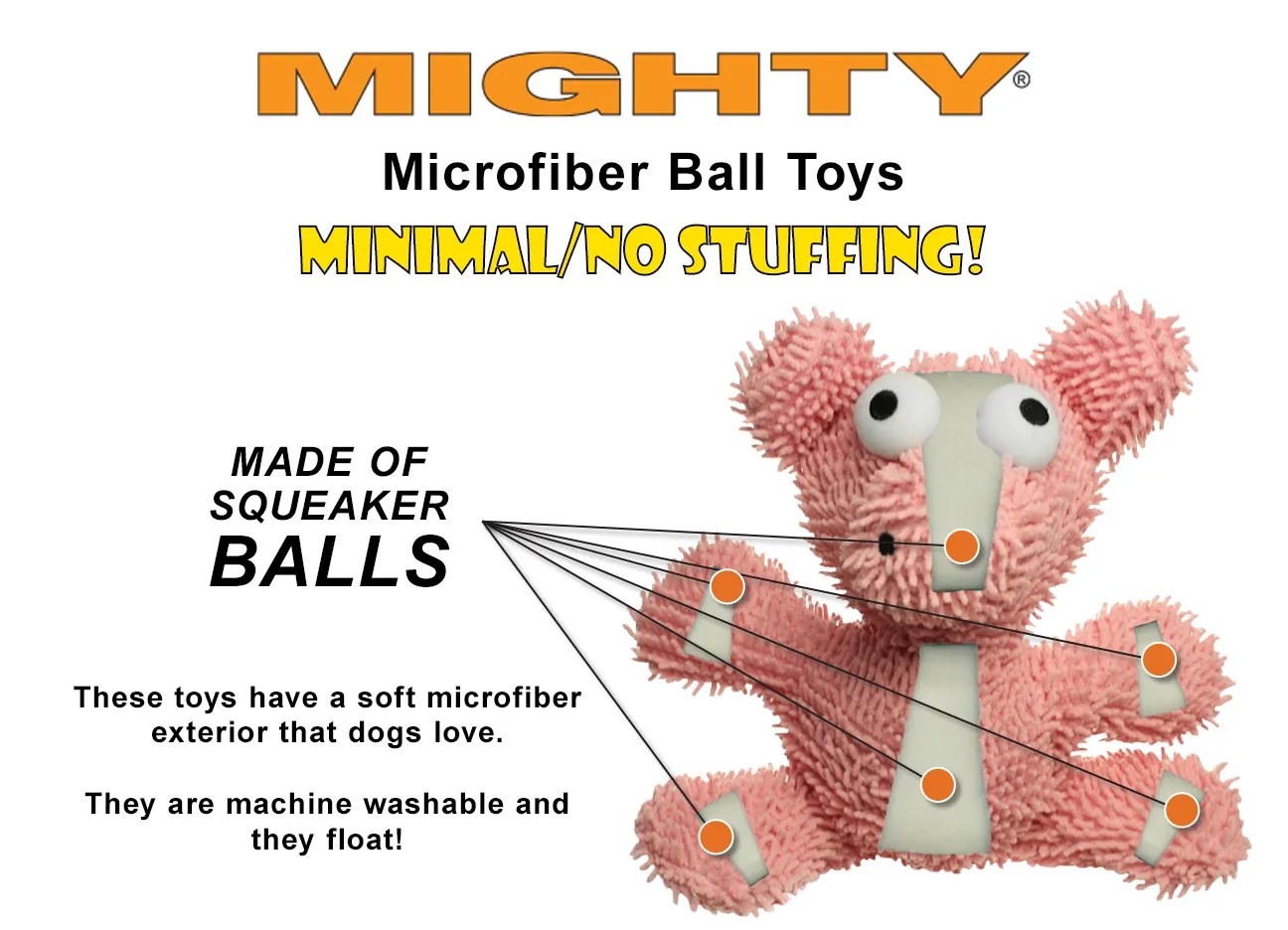 Tuffy Dog Toys - VIP Products - Mighty Microfiber Ball Monkey, Durable, Squeaky Dog Toy