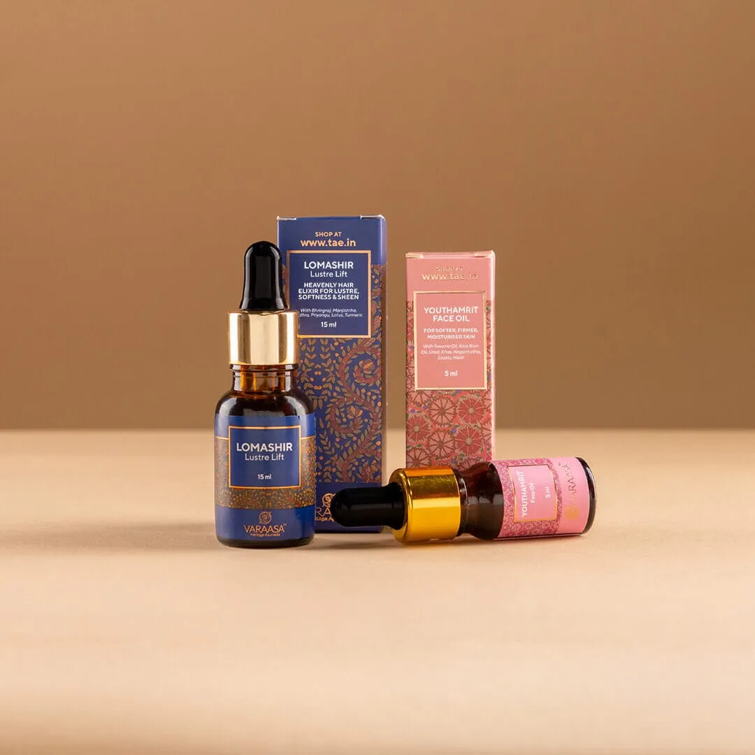 Varaasa Mini Face & Hair Essentials - Set of 2 Premium Ayurvedic Oils