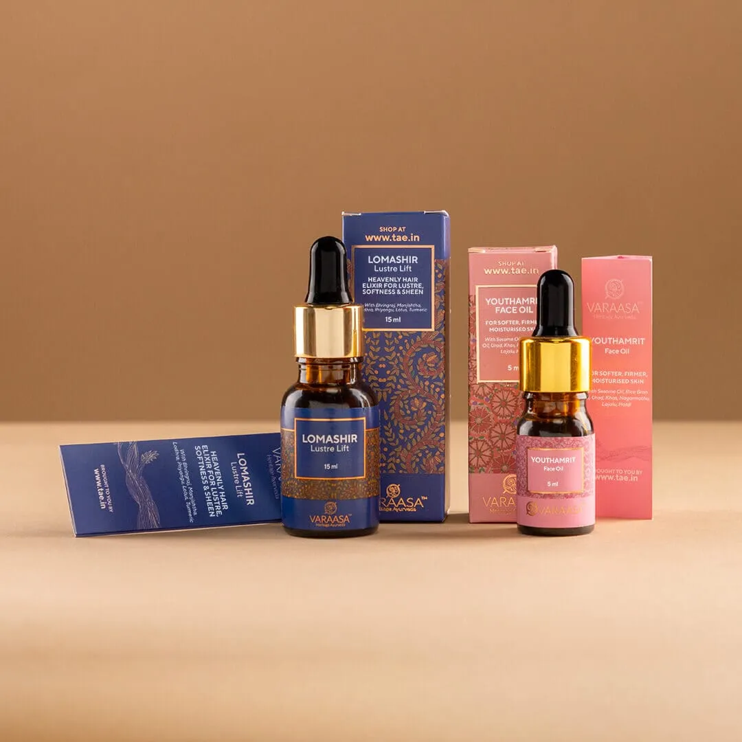 Varaasa Mini Face & Hair Essentials - Set of 2 Premium Ayurvedic Oils