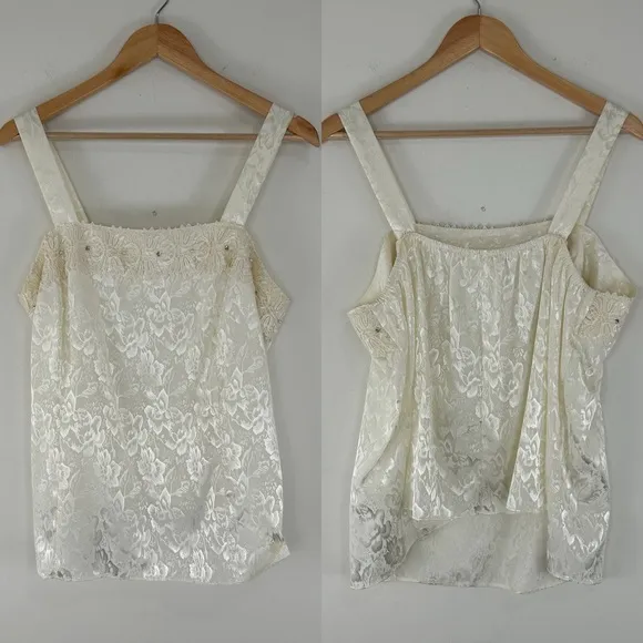 Vintage Jo Hanna York White Floral Satin 3-Piece Skirt Set